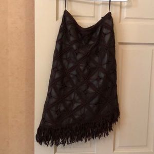 Leather fridge high low skirt